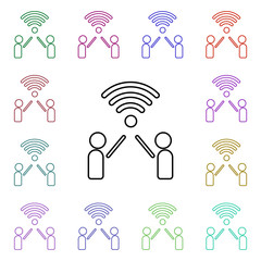 Poster - People communication multi color style icon. Simple thin line, outline vector of sosial media network icons for ui and ux, website or mobile application