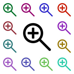 Poster - Magnifier tool multi color style icon. Simple glyph, flat vector of web icons for ui and ux, website or mobile application