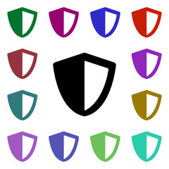 Poster - Protection shield multi color style icon. Simple glyph, flat vector of web icons for ui and ux, website or mobile application