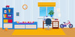 Illustration of childrens room with toys and furniture