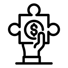 Poster - money puzzle icon. outline money puzzle vector icon for web design isolated on white background