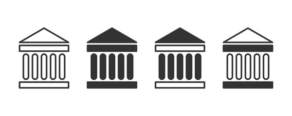 Poster - Bank icons in four different versions in a flat design