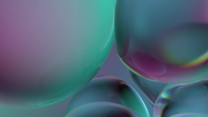 Poster - beautiful 3d render of bubbles with abstract reflections. flow modern colors. smooth round shapes.