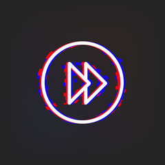 Poster - Rewind mark in a circle glytch icon. Simple thin line, outline vector of web icons for ui and ux, website or mobile application