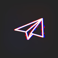 Poster - Paper airplane glytch icon. Simple thin line, outline vector of web icons for ui and ux, website or mobile application
