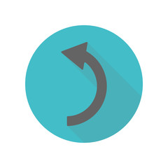 Poster - Arrow, backward long shadow icon. Simple glyph, flat vector of arrow icons for ui and ux, website or mobile application