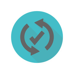 Poster - Arrow, confirm long shadow icon. Simple glyph, flat vector of arrow icons for ui and ux, website or mobile application