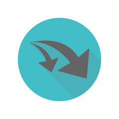 Poster - Arrow long shadow icon. Simple glyph, flat vector of arrow icons for ui and ux, website or mobile application