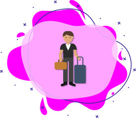 Poster - Businessman, suitcase cartoon icon. Simple color vector of travel icons for ui and ux, website or mobile application