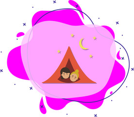 Poster - Camping, tourists cartoon icon. Simple color vector of travel icons for ui and ux, website or mobile application