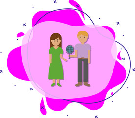 Poster - globe, man, woman cartoon icon. simple color vector of travel icons for ui and ux, website or mobile