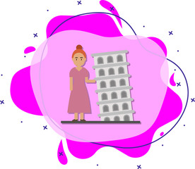 Poster - Italy, tourist, woman cartoon icon. Simple color vector of travel icons for ui and ux, website or mobile application