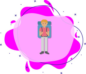 Poster - Backpack, man cartoon icon. Simple color vector of travel icons for ui and ux, website or mobile application