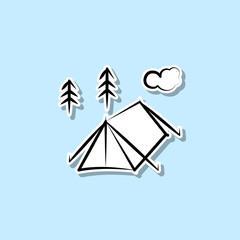 Poster - Camp tent sticker icon. Simple thin line, outline vector of travel icons for ui and ux, website or mobile application