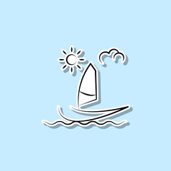 Poster - Sailing ship sticker icon. Simple thin line, outline vector of travel icons for ui and ux, website or mobile application