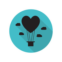 Poster - Balloon in the shape of heart long shadow icon. Simple glyph, flat vector of arrow icons for ui and ux, website or mobile application