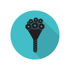 Poster - Bouquet of flowers long shadow icon. Simple glyph, flat vector of arrow icons for ui and ux, website or mobile application