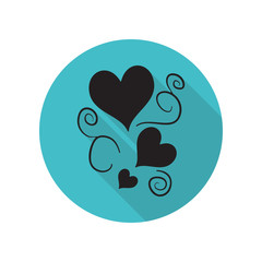 Poster - Hearts long shadow icon. Simple glyph, flat vector of arrow icons for ui and ux, website or mobile application
