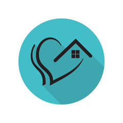 Poster - Love of home long shadow icon. Simple glyph, flat vector of arrow icons for ui and ux, website or mobile application