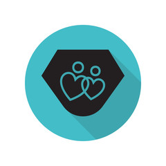 Poster - Loving couple in the shape of hearts long shadow icon. Simple glyph, flat vector of arrow icons for ui and ux, website or mobile application