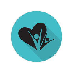 Poster - Loving couple with heart long shadow icon. Simple glyph, flat vector of arrow icons for ui and ux, website or mobile application