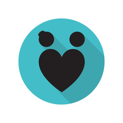 Poster - Loving couple in the shape of a heart long shadow icon. Simple glyph, flat vector of arrow icons for ui and ux, website or mobile application