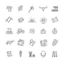 Archeology Vector Line Icons Set