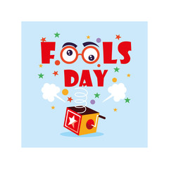 Sticker - card with label april fools day, humorous party