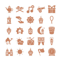 Sticker - ramadan concept of icons set, silhouette style