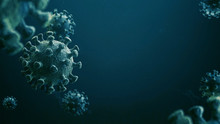 CoronaVirus Epidemic. HIV CoronaVirus, Flu. Blue Virus Infection Concept - 3D Illustration