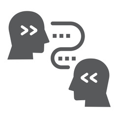Poster - Brain to brain communication glyph icon, technology and people, two person communication sign, vector graphics, a solid pattern on a white background, eps 10.