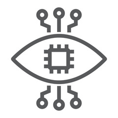 Poster - Bionic contact lens line icon, technology and eye, bionic eye sign, vector graphics, a linear pattern on a white background, eps 10.