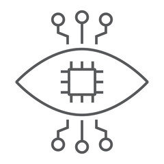 Poster - Bionic contact lens thin line icon, technology and eye, bionic eye sign, vector graphics, a linear pattern on a white background, eps 10.