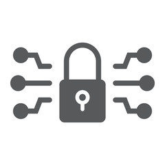 Poster - Cyber security glyph icon, technology and protection, padlock sign, vector graphics, a solid pattern on a white background, eps 10.
