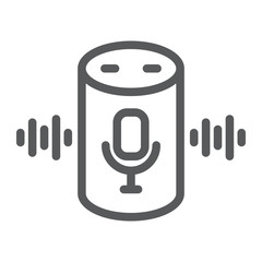 Fototapete - Voice assistant line icon, technology and voice control, smart speaker sign, vector graphics, a linear pattern on a white background, eps 10.