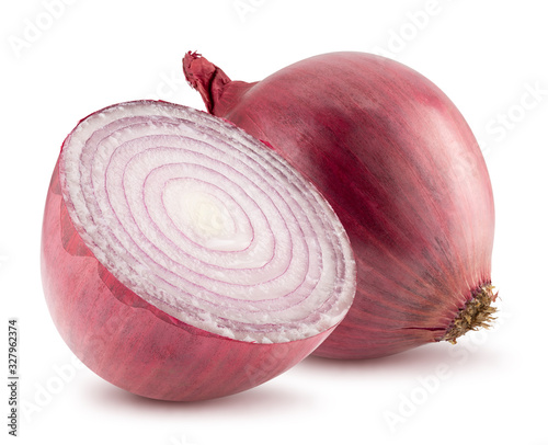 Fotografía purple onion with half of onion isolated on a white background