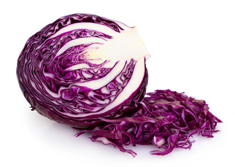 Wall Mural - Fresh red cabbage on white background