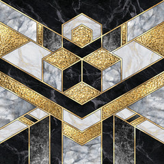 Wall Mural - digital illustration, abstract art deco background, modern mosaic inlay, texture of marble agate and