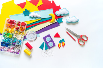 Wall Mural - Rocket craft space toy. Made from felt.