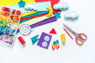 Wall Mural - Rocket craft space toy. Made from felt.