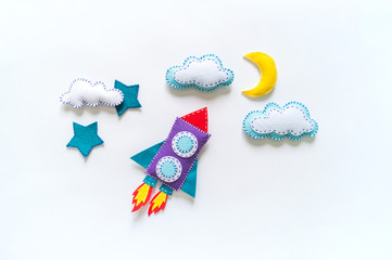 rocket craft space toy. made from felt.