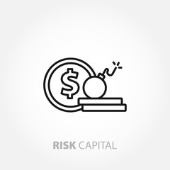 Risk Capital line icon. money loss icon