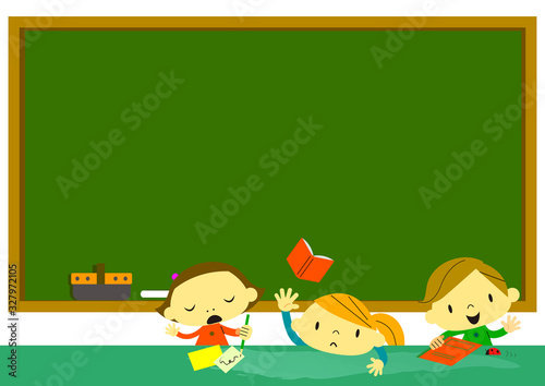 子ども黒板フレーム 学習 退屈 Stock Vector Adobe Stock