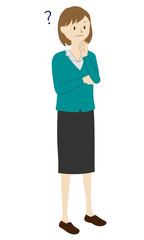 Wall Mural - Illustration of a businesswoman standing (thinking)