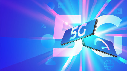 Poster - new 5th generation of internet, 5g network wireless with high speed connection online gaming, downlo