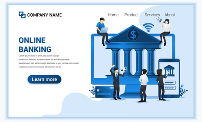 Poster - Modern flat web page design concept of Online banking, online financial investment. Flat landing page template. vector illustration