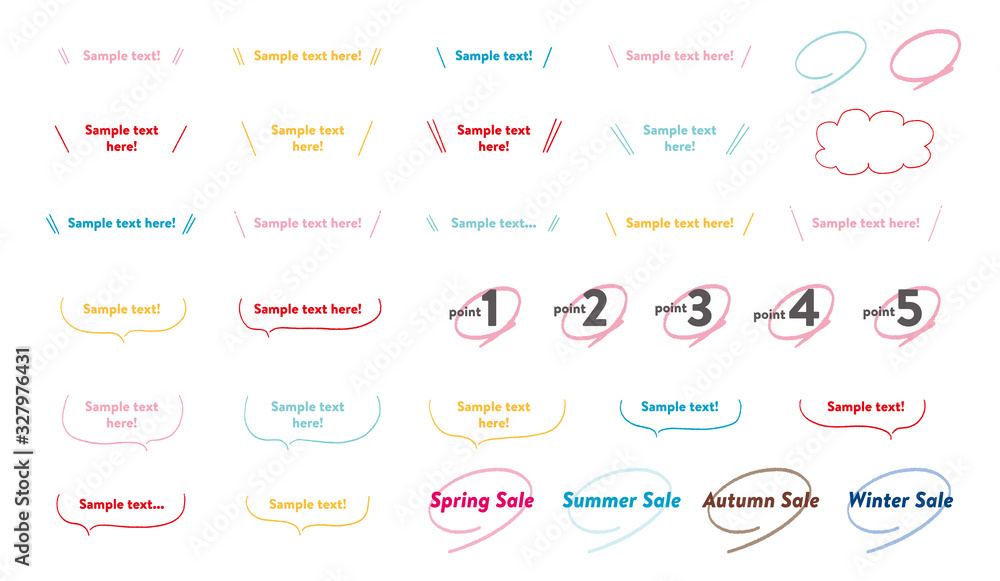 カラフルな手描き吹き出しセット 文字あり Accent Wall Mural Acce Takahashi