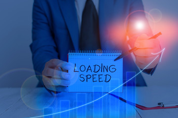 Poster - Word writing text Loading Speed. Business photo showcasing time takes to download and display the content of a web page