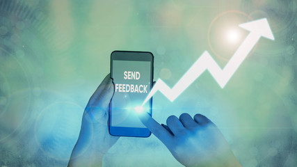 Aufkleber - Conceptual hand writing showing Send Feedback. Concept meaning information or statements of opinion about something