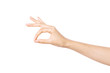 © dohee - woman hand gesture (pick, pull up, rabbit) isolated on white.